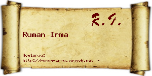 Ruman Irma névjegykártya